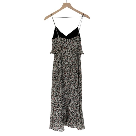 Sage the Label Spaghetti Strap Ruffle Foral V Neck Midi Dress‎ Grey Size Small - Picture 2 of 9